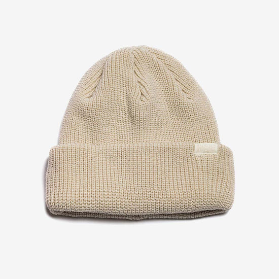 Beige Navigator Beanie mit schönem Design aus Acryl